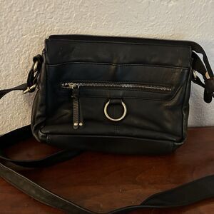 Black Great American Leatherworks Purse Small Crossbody Gold Hardware Leather
